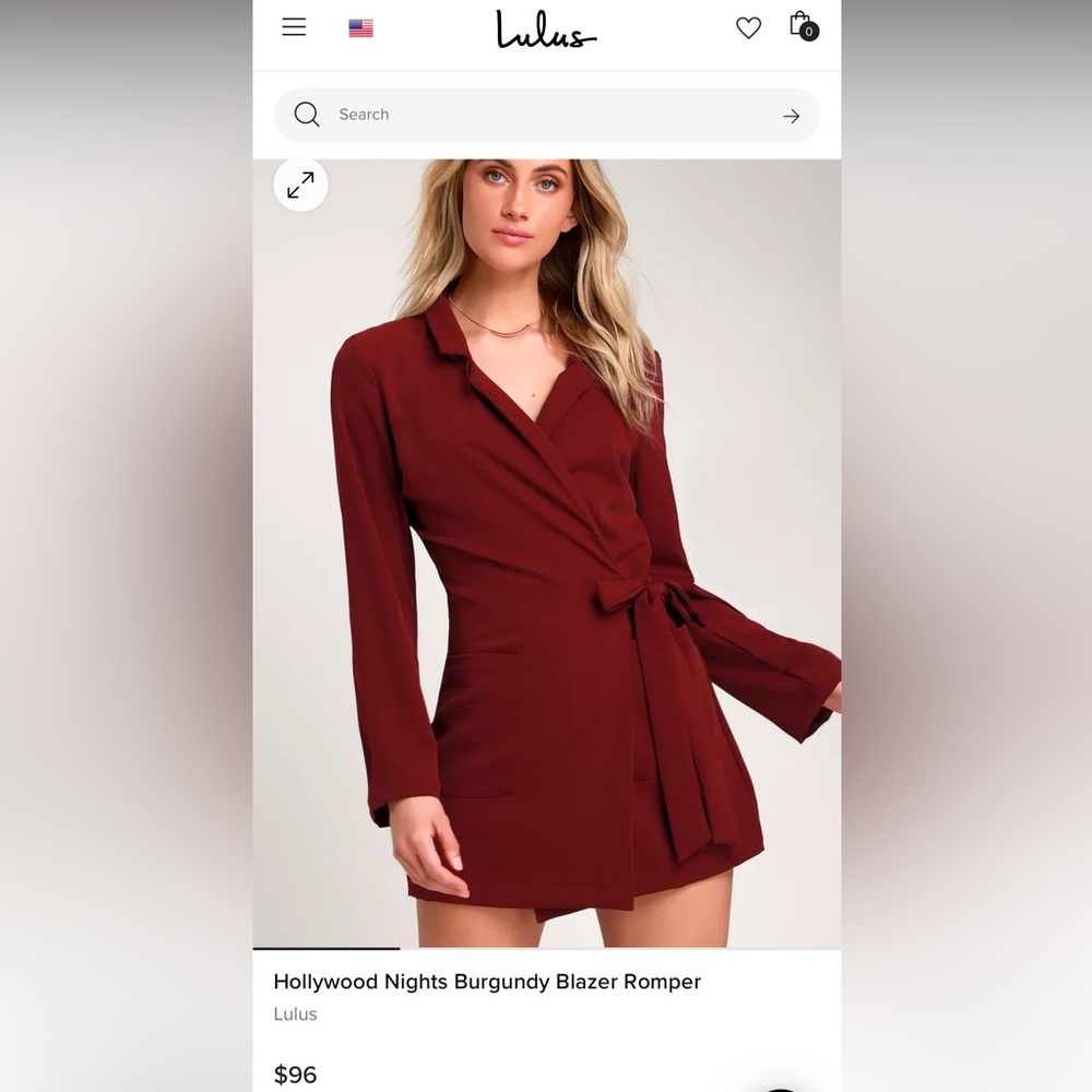 Lulus Hollywood Nights Burgundy Blazer Romper